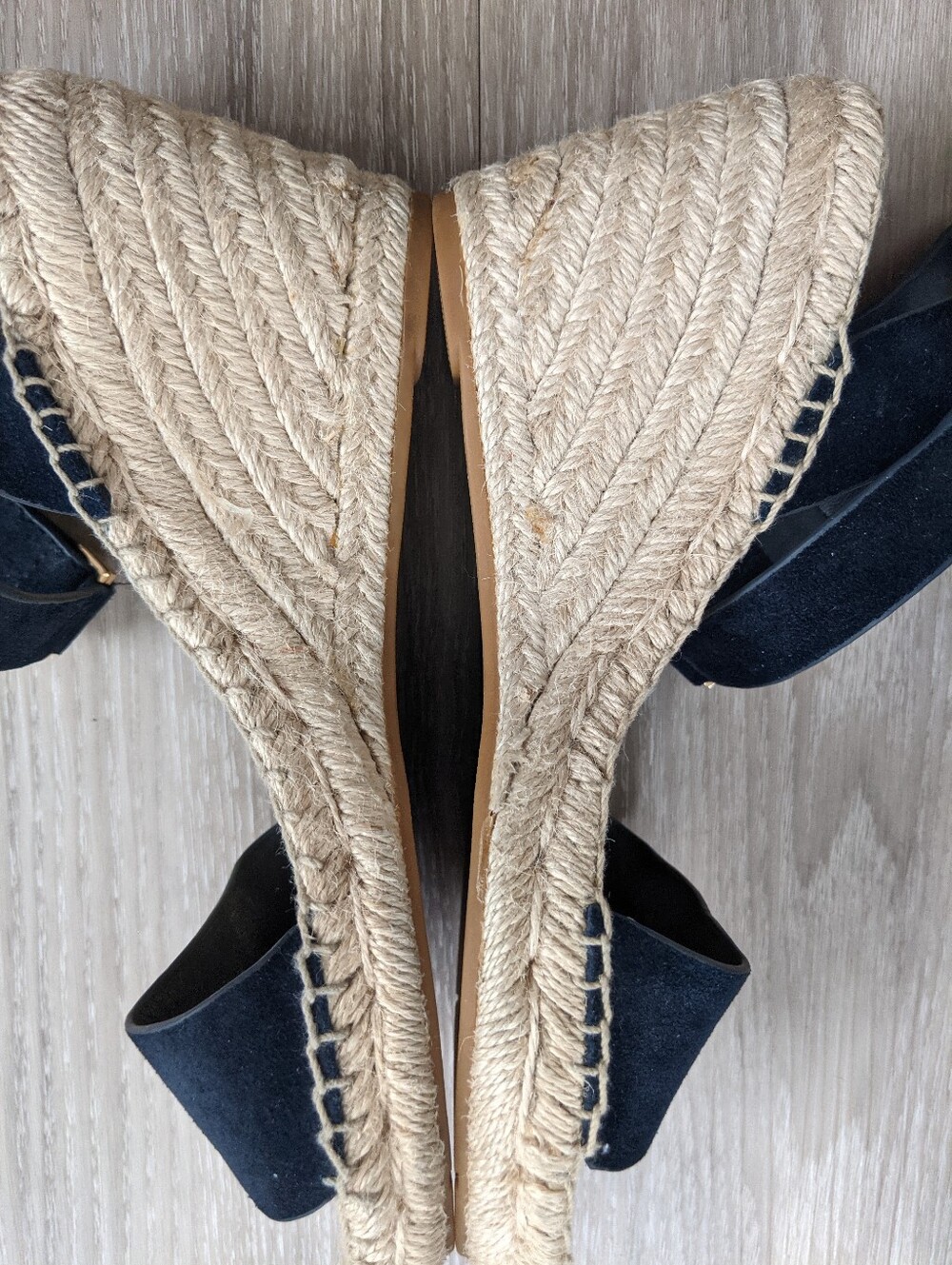 TORY BURCH Nevy blue Suede Espadrille Sandals with Jute Sole - Picture 9 of 12